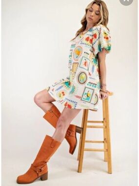 Women's Casual Fruit-Print A-Line Dress - Multicolor by Easel. NWT